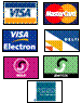 We accept all these cards through Paypal, even without a paypal account!